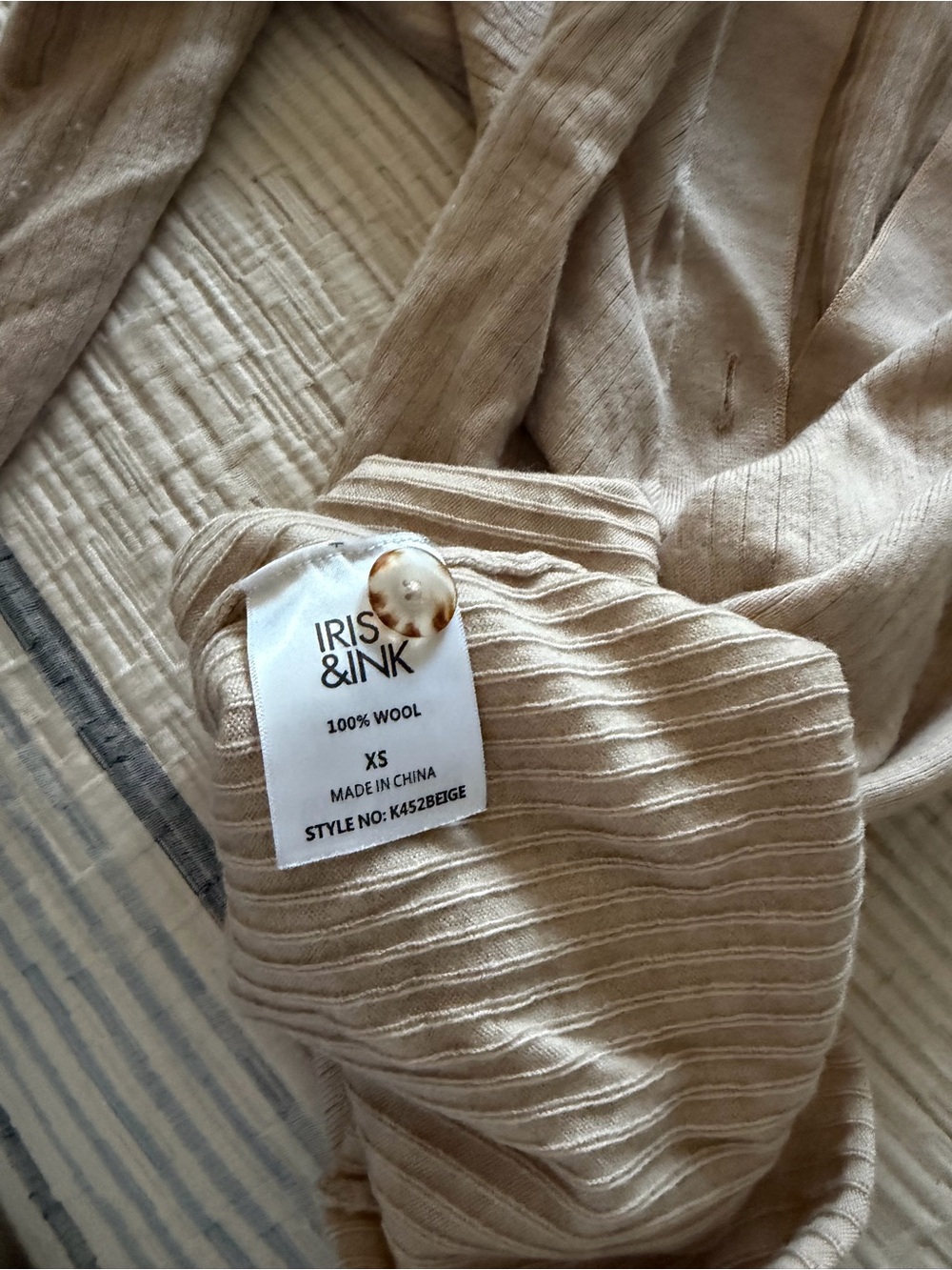 Iris & Ink Beige Wool Ribbed Cover